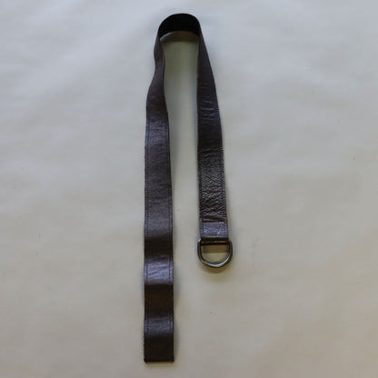 Brown/black leather d-ring belt