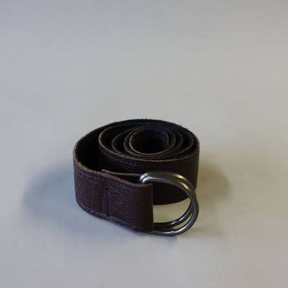 Brown/black leather d-ring belt