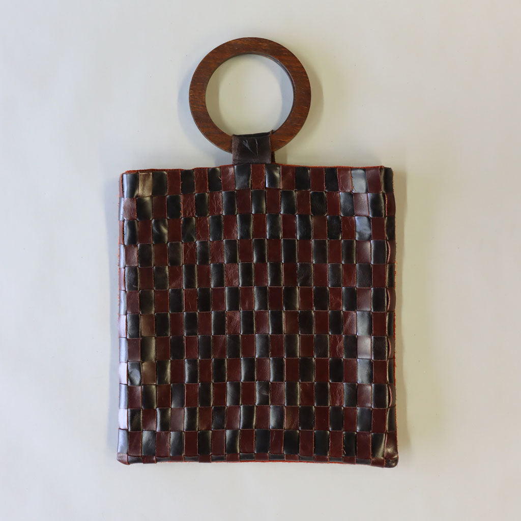 Burgundy handwoven leather bag